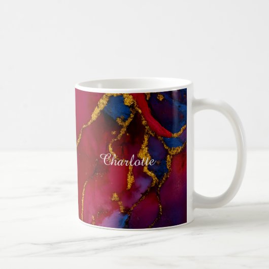 Personalisierter Luxus-Marmor-Muster-Tasse mit ind Kaffeetasse (Rechts)