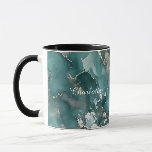 Personalisierter Luxus-Marmor-Muster-Tasse mit ind Tasse (Links)
