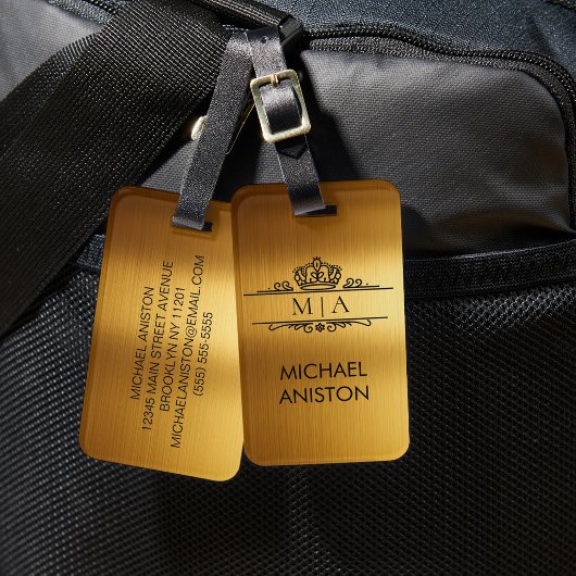 Personalisierter Luxus-Monogramm Gold Reise Gepäckanhänger