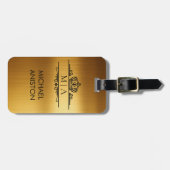 Personalisierter Luxus-Monogramm Gold Reise Gepäckanhänger (Vorderseite horizontal)