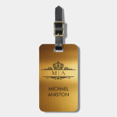 Personalisierter Luxus-Monogramm Gold Reise Gepäckanhänger (Vorderseite vertikal)