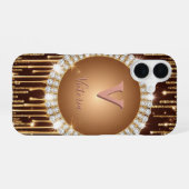 Personalisierter Luxus-Monogrammbuchstabe iPhone 16 Hülle (Rückseite (Horizontal))