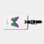 Personalisierter Luxus-Sprudelglitter-Schmetterlin Gepäckanhänger (Vorderseite horizontal)