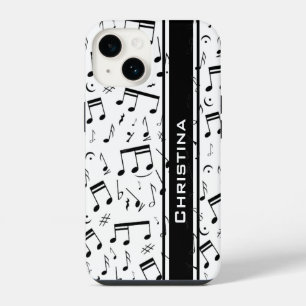 Personalisierter Luxus Weiße und Schwarze Musiknot iPhone 14 Hülle