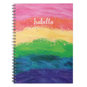 Personalisierter Mädchen-Glitter-Regenbogen Notizblock