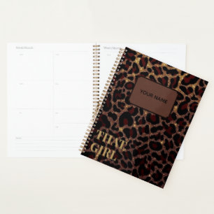 Personalisierter Mädchen-Leoparden-Druck-Planer    Planer