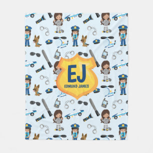 Personalisierter Mädchen-Polizei-Abzeichen-Name Fleecedecke