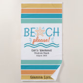 Personalisierter Mädchen-Wochenendausflug Strand B Strandtuch (Vorderseite)