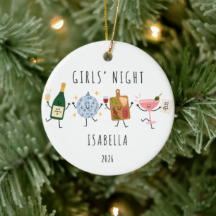 Personalisierter Mädchenabend-Weihnachtsschmuck Keramik Ornament