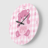 Personalisierter mädchenhafter Teddybär mit Namen  Große Wanduhr (Winkel)