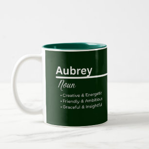 Personalisierter Mädchenname Aubrey Definition Zweifarbige Tasse
