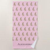 Personalisierter Mädchenname Dinosaur Strandtuch (Vorderseite)