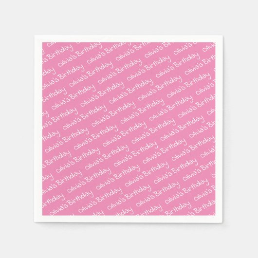 Personalisierter Mädchenname Geburtsdatum Rosa Par Serviette (Vorderseite)