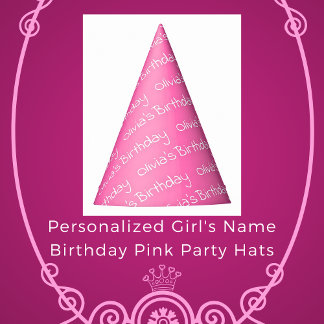 Personalisierter Mädchenname Geburtstag Rosa Party Partyhütchen