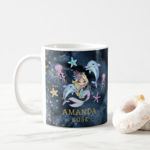 Personalisierter Mädchenname Mermaid Kinder Tasse