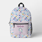 Personalisierter Mädchenname Mermaid-Skala Bedruckter Rucksack (Vorderseite)