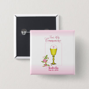 Personalisierter Mädchenname Rosa Erste heilige Ko Button