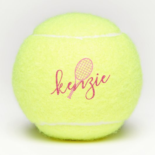 Personalisierter Mädchenname Rosa Tennisbälle (Vorderseite)