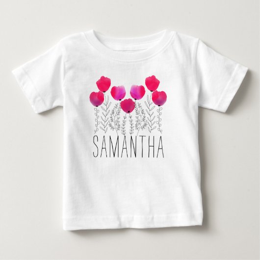 Personalisierter Mädchenname Wasserfarbe Baby T-shirt (Vorderseite)