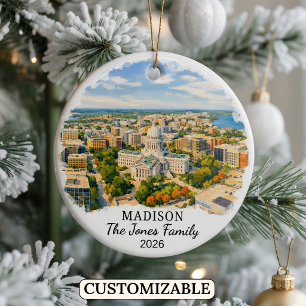 Personalisierter Madison-Schmuck, Benutzerdefinier Keramik Ornament