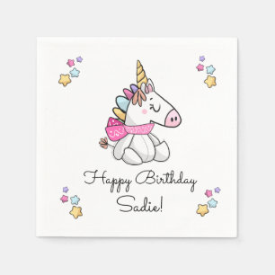 Personalisierter magischer Einhorn zum Geburtstag Serviette