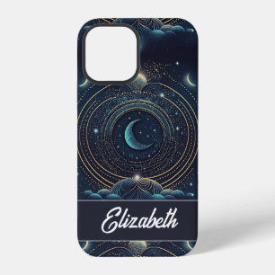 Personalisierter Magischer Halbmond und Sterne iPhone 12 Hülle