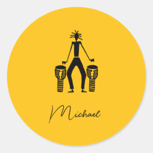 Personalisierter, magischer Silhouette-Drummer Runder Aufkleber