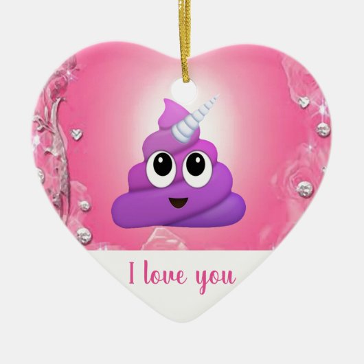 Personalisierter magischer Unicorn kacken Emoji Keramikornament (Vorne)