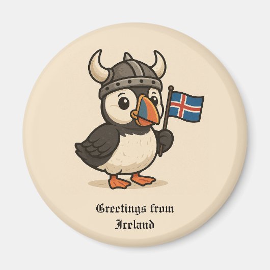 Personalisierter Magnet - Island puffin (Vorne)