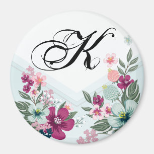 Personalisierter Magnet Tropische Blume auf Blau O
