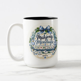 Personalisierter Mahjong-Weihnachtskaffeebecher-Ge Zweifarbige Tasse