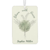 Personalisierter Maiglöckchen-Blumenname Autolufterfrischer (Rückseite)