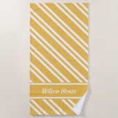 Personalisierter Mais Gelb und Weiß Streifen Strandtuch (Vorderseite)
