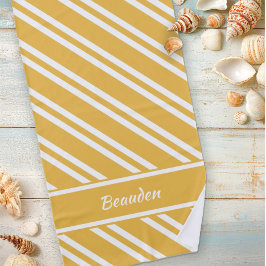 Personalisierter Mais Gelb und Weiß Streifen Strandtuch