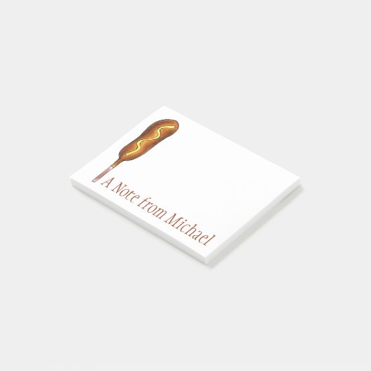 Personalisierter Maishund mit Senf Post-it Klebezettel (angewinkelt)