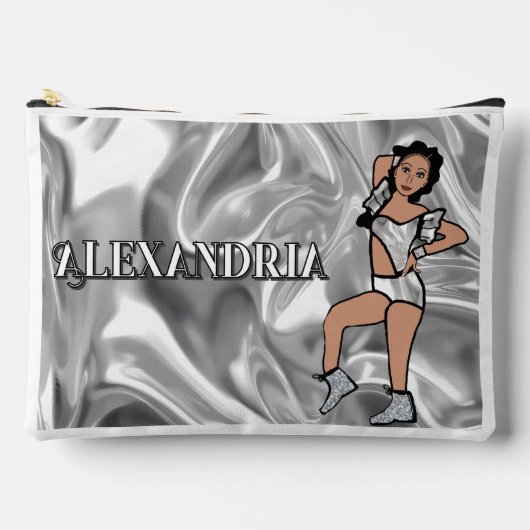 Personalisierter Majorette-Tänzer Liquid Silber #2 Zubehörtasche (Vorderseite)