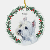 Personalisierter Malteser Hund Red Green Holiday W Keramik Ornament (Vorne)