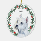 Personalisierter Malteser Hund Red Green Holiday W Keramik Ornament (Links)