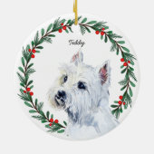 Personalisierter Malteser Hund Red Green Holiday W Keramik Ornament (Hinten)