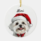 Personalisierter maltesischer Hund Keramik Ornament (Vorne)