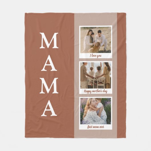 Personalisierter Mama-Blanket mit 3 Fotos und kund Fleecedecke (Vorderseite)
