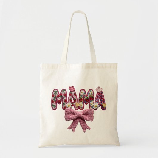 Personalisierter „Mama“ Blumen-Bow – Süße Küchen-E Tragetasche (Vorne)