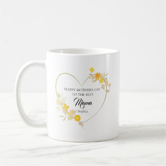 Personalisierter Mama-Name Muttertags-Blumenherz Kaffeetasse