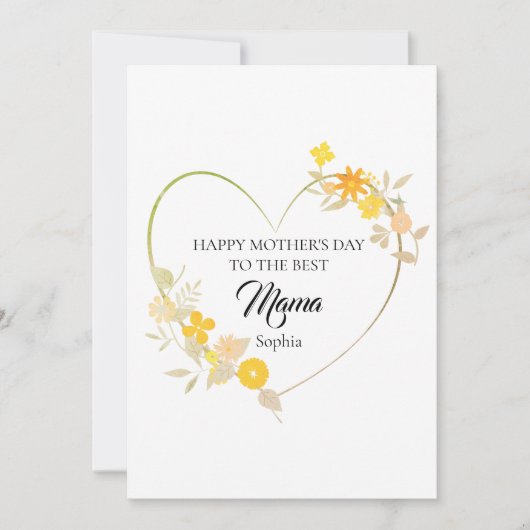 Personalisierter Mama-Name Muttertags-Blumenherz Karte (Vorderseite)