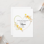 Personalisierter Mama-Name Muttertags-Blumenherz Karte (Vorderseite/Rückseite Beispiel)
