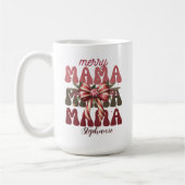 personalisierter Mama-Retro-Weihnachtsbogen Kaffeetasse (Links)