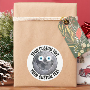 Personalisierter Mann im Mond, benutzerfreundliche Runder Aufkleber