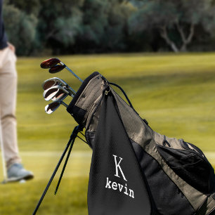 Personalisierter Männer-Monogramm-Name Schwarz und Golfhandtuch