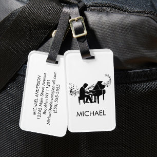 Personalisierter männlicher Klavierspieler - Piani Gepäckanhänger