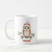 Personalisierter märchenhafter Eulen-Weihnachtsbec Kaffeetasse (Links)